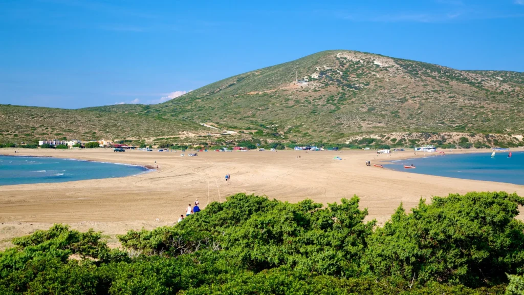 Prasonisi beach and lagoon in south Rhodes