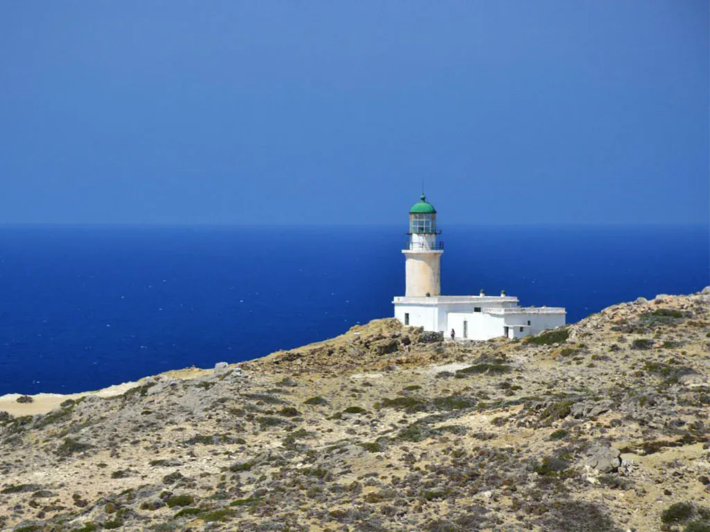 Prasonisi lighthouse on the rocky headland