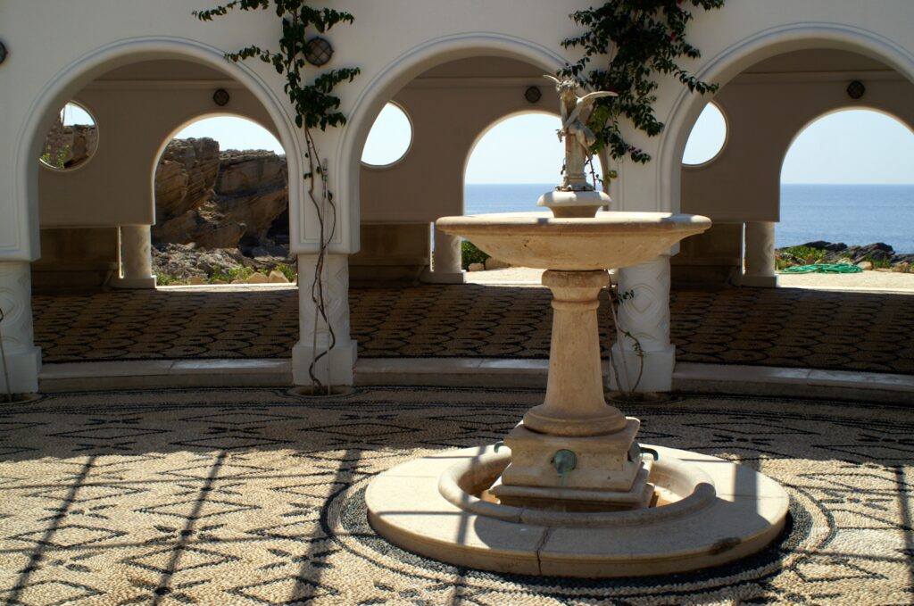 Fountain under the arches at Kalithea Springs