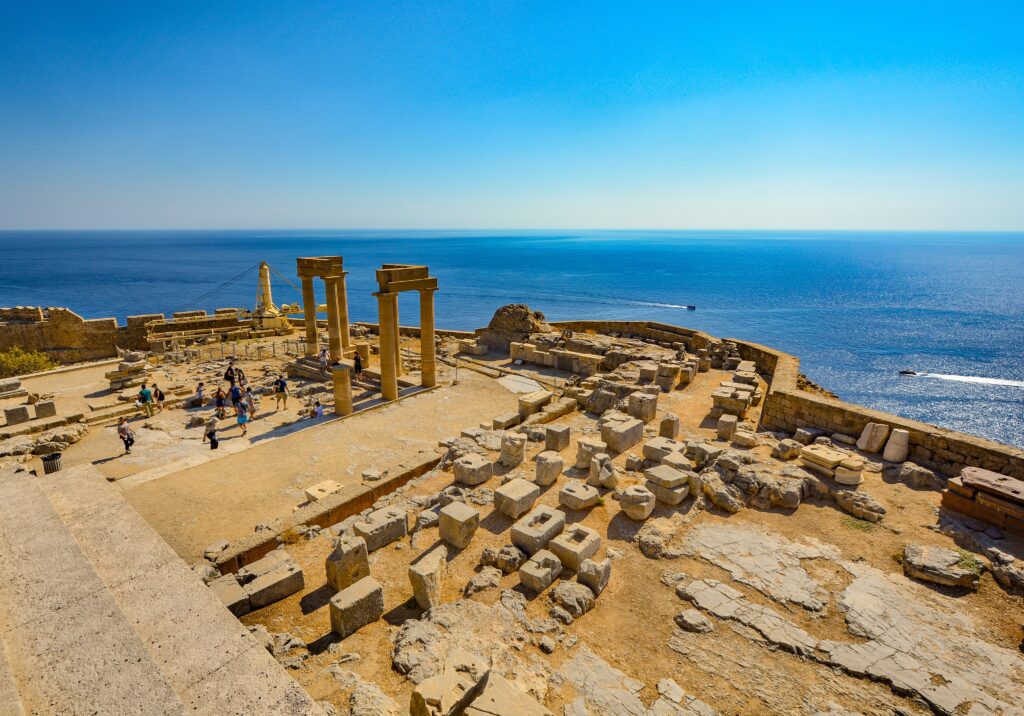 Ruins of the Acropolis of Lindos above the sea