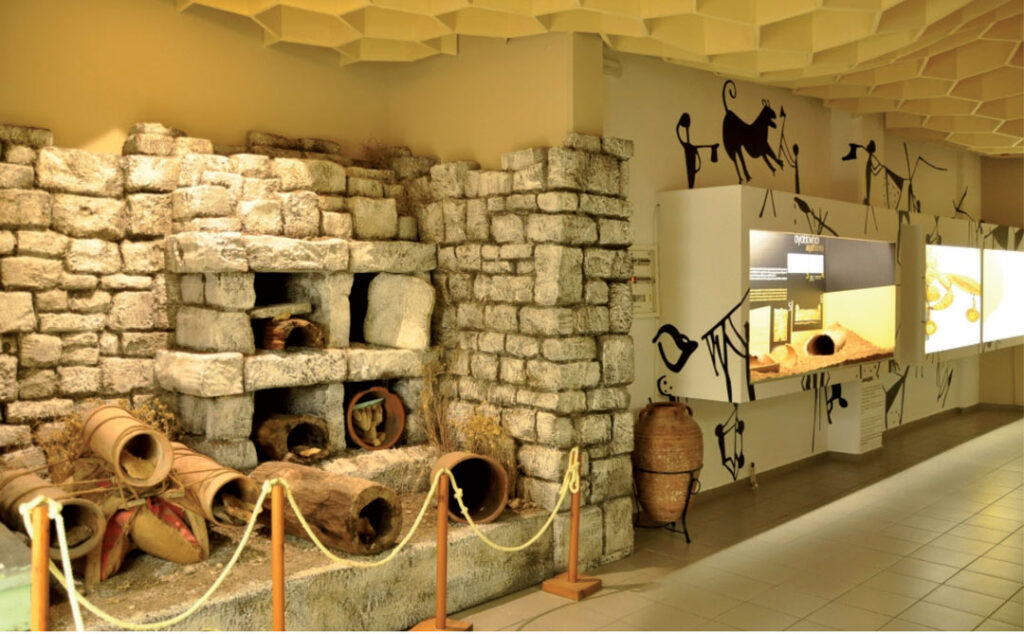 Traditional clay beehives at the Bee Museum