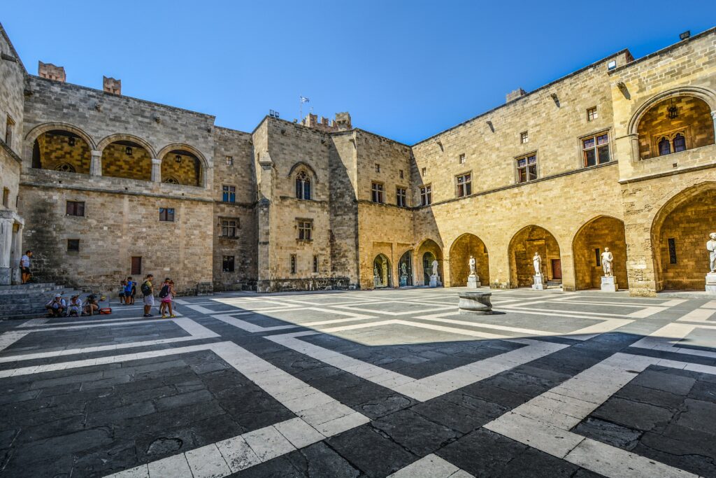 Courtyard of the Palace of the Grand Master in Rhodes Old Town