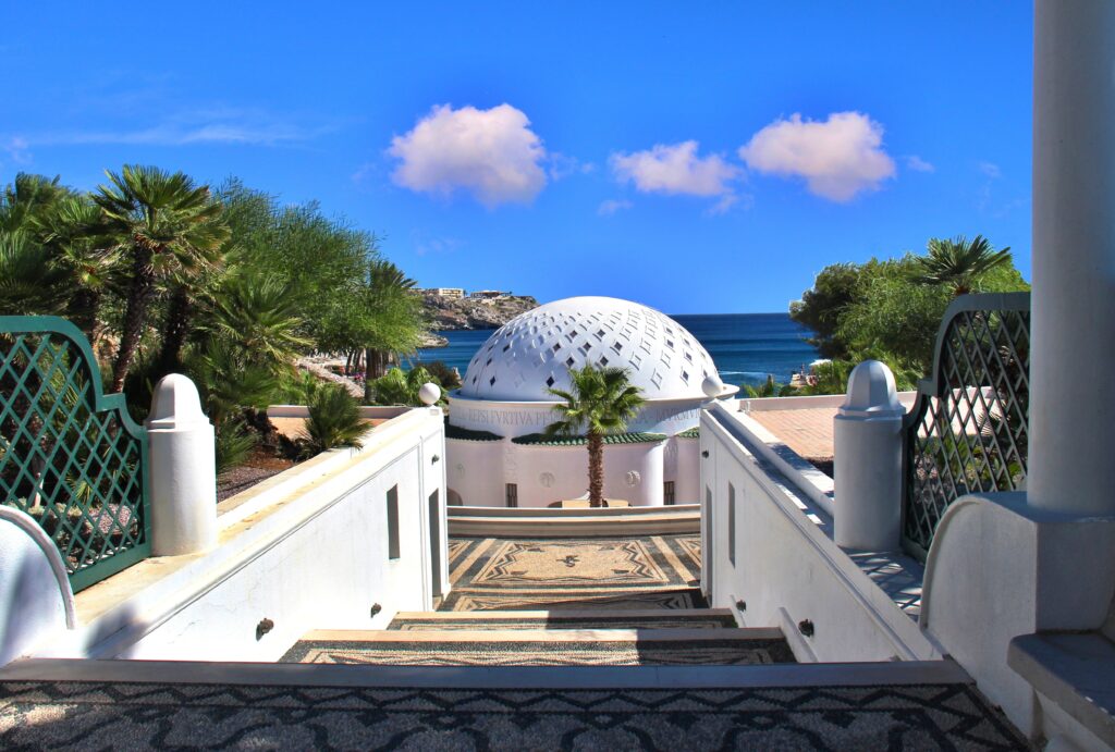 Domed rotunda and stairs at Kalithea Springs, Rhodes